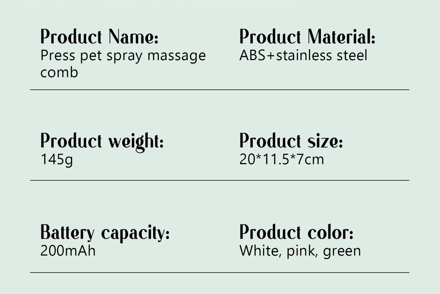 Escova Massageadora com Spray para Pets