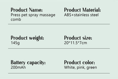 Escova Massageadora com Spray para Pets