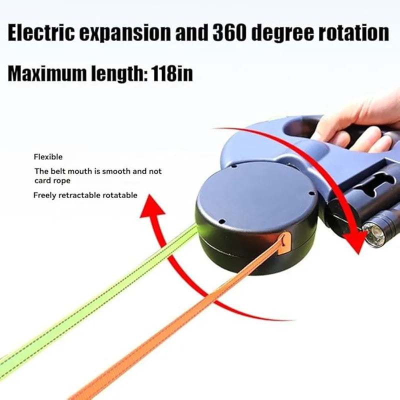 Guia Dupla Anti-Emaranhado com LED para Passeio Seguro